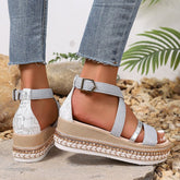 Criss Cross Espadrilles Platform Wedges Ankle Strap Sandals